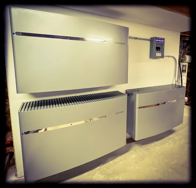 Enphase battery backup system installed in a basement